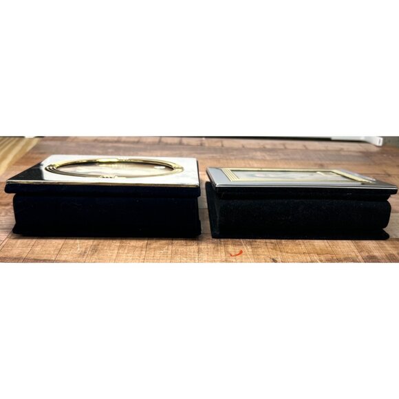 Set Of Two Silverplated Photo Albums With Goldtone Accents Velvet Cover - Picture 5 of 8